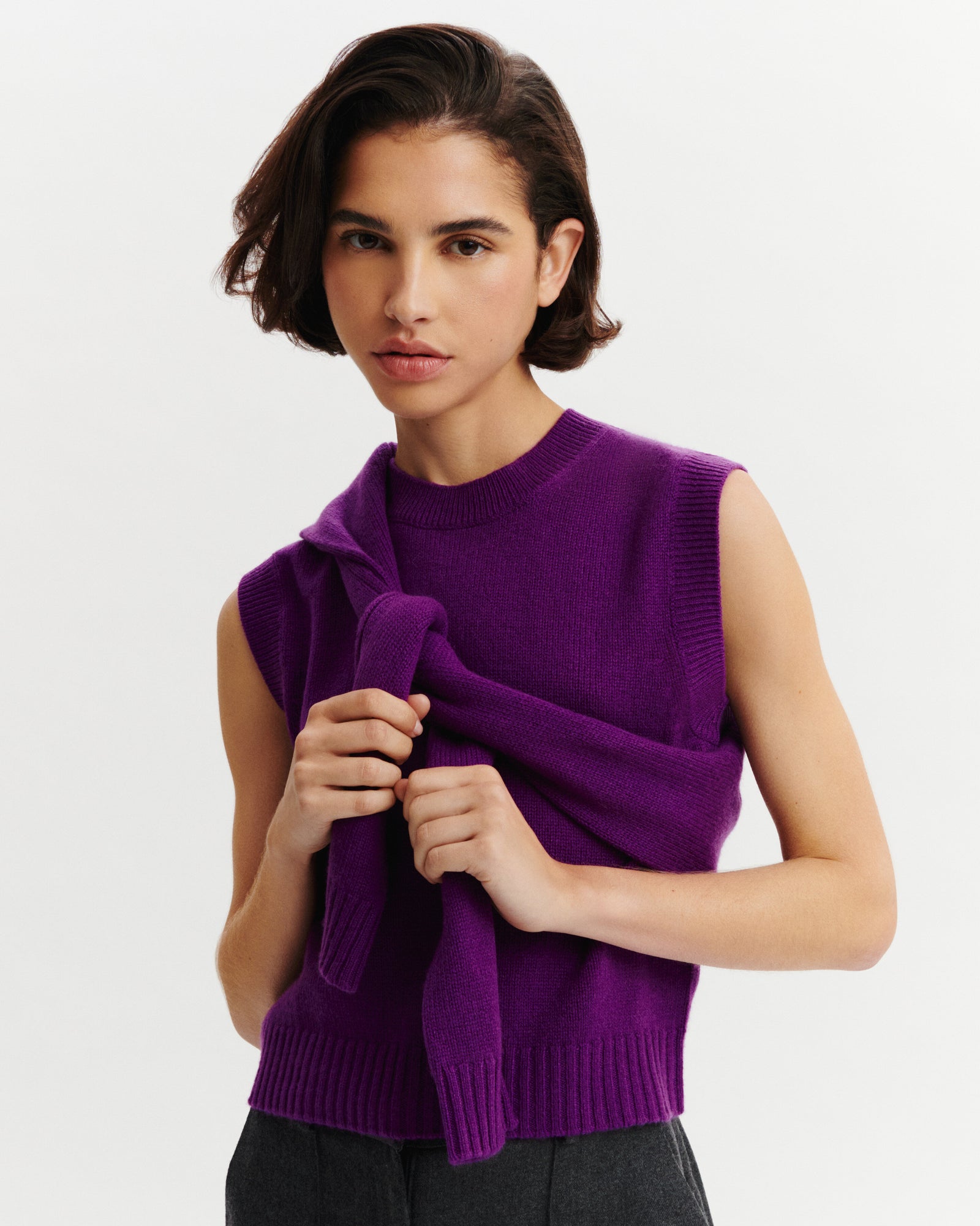 Pull sans manches Lisette-CYCLAMEN-100% cachemire