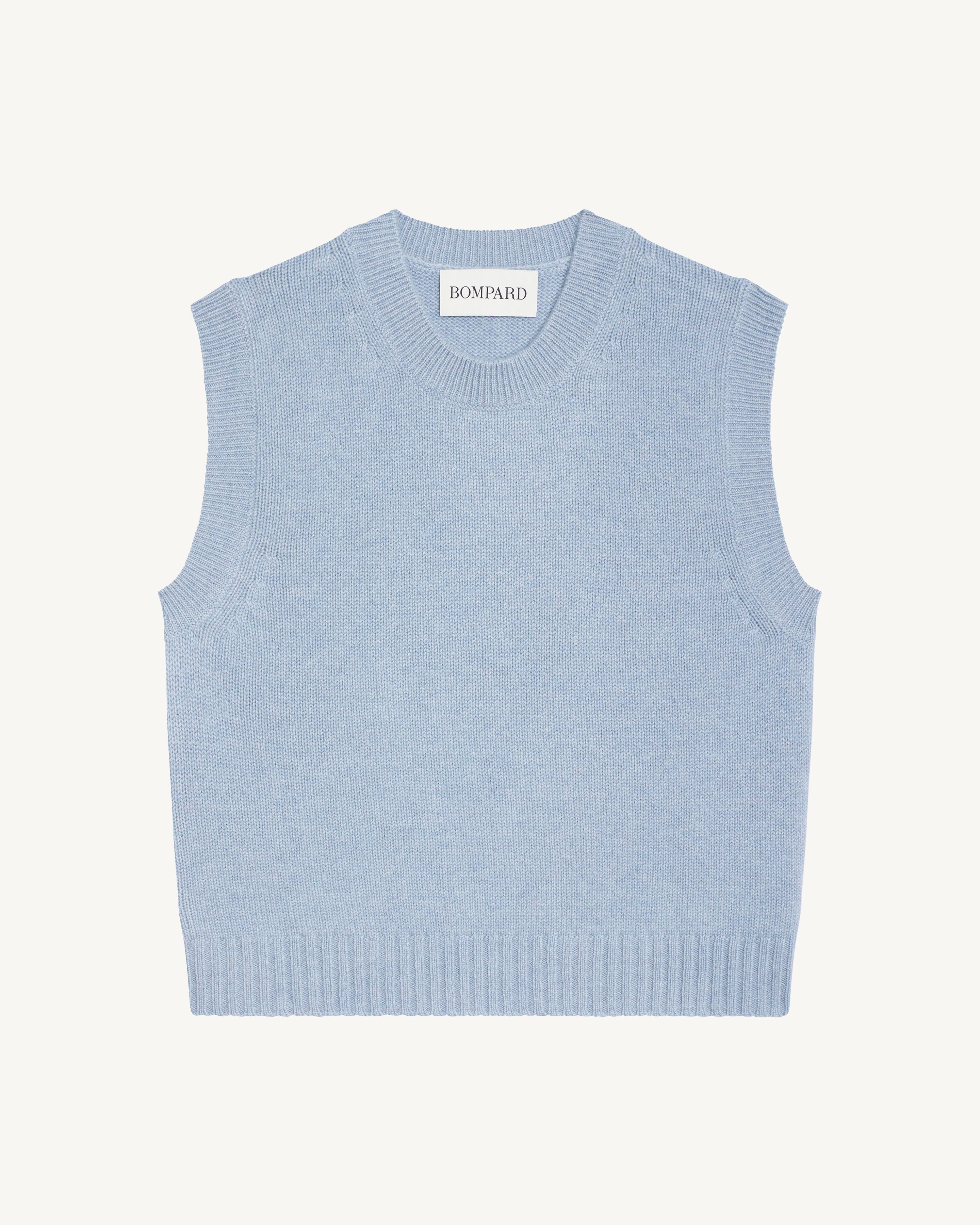 Pull sans manches Lisette-BLEU GLACIER-100% cachemire