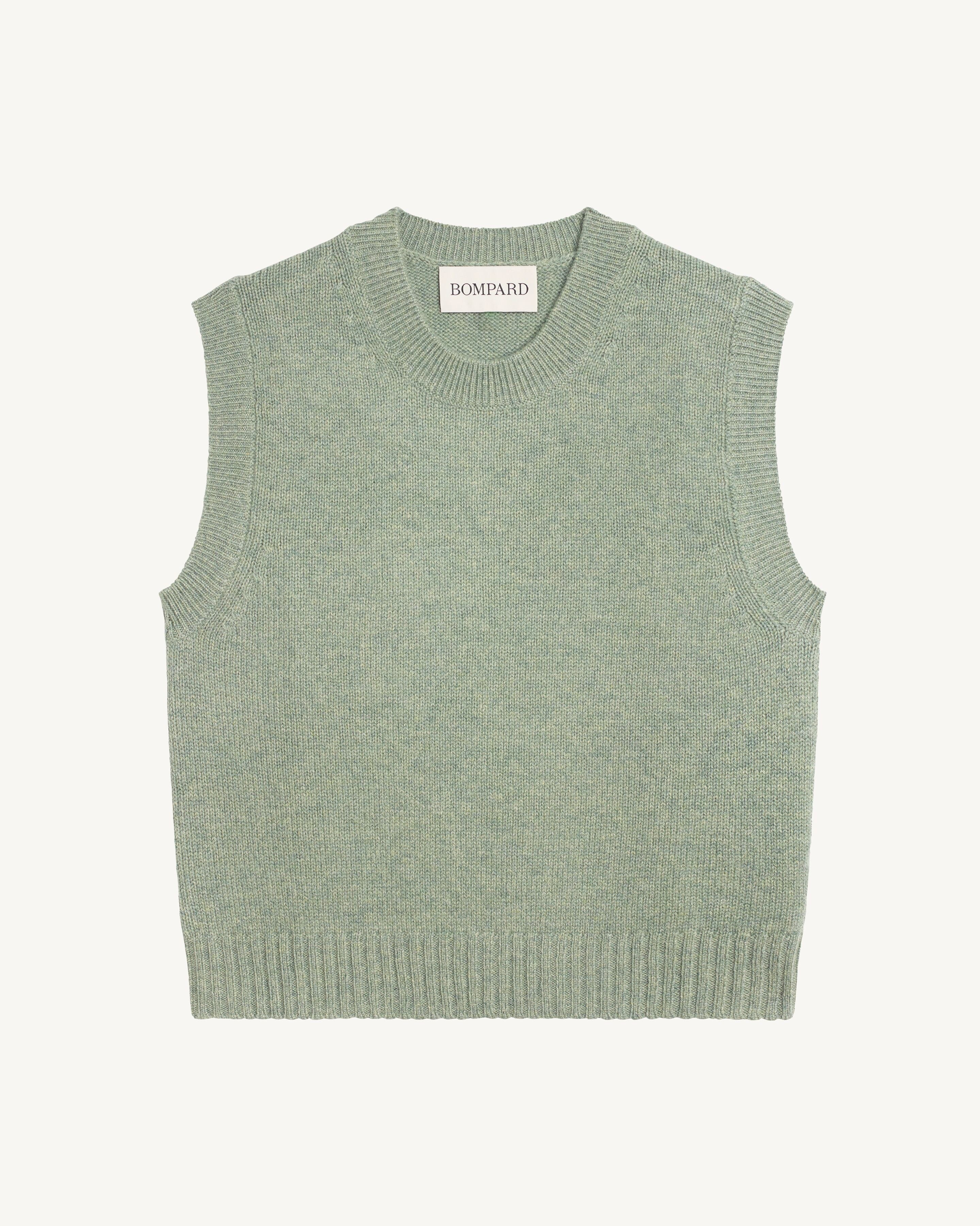 Pull sans manches Lisette-VERT DE GRIS-100% cachemire