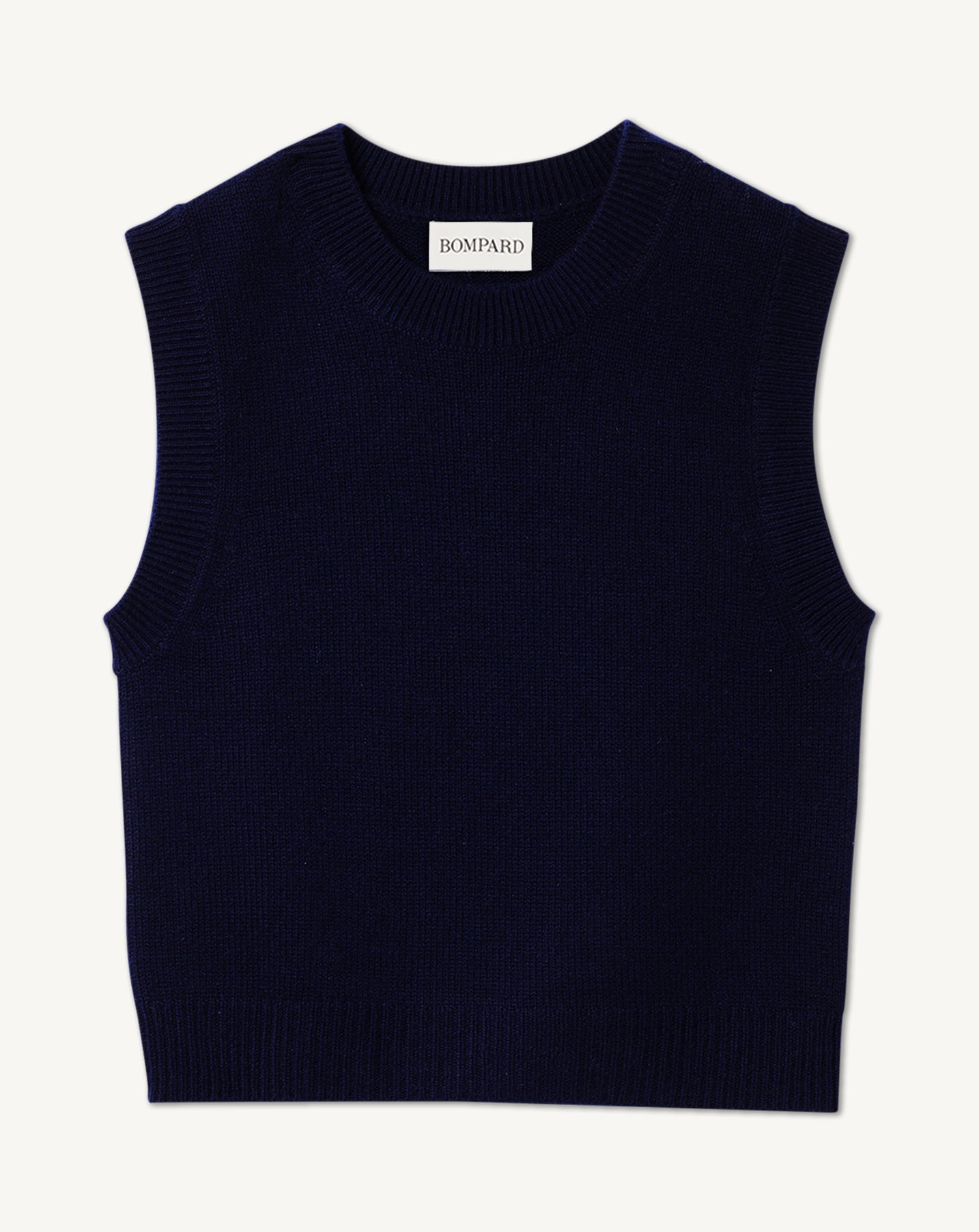 Col rond cropped sans manches-MARINE-100% CACHEMIRE