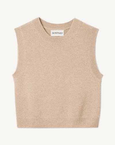 Col rond cropped sans manches-AVOINE-100% CACHEMIRE