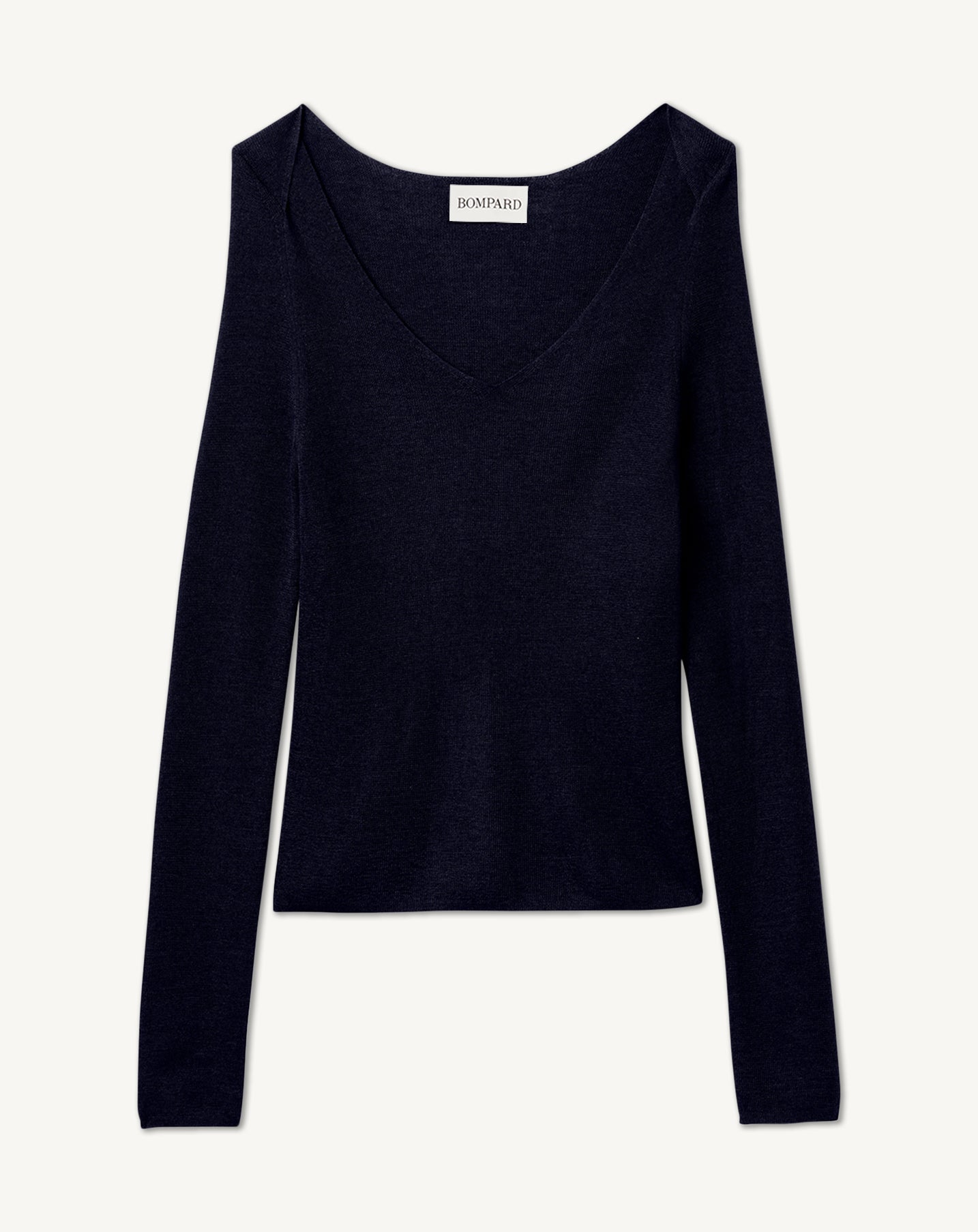 Pull V maille unie-MARINE-70% CACHEMIRE 30% SOIE