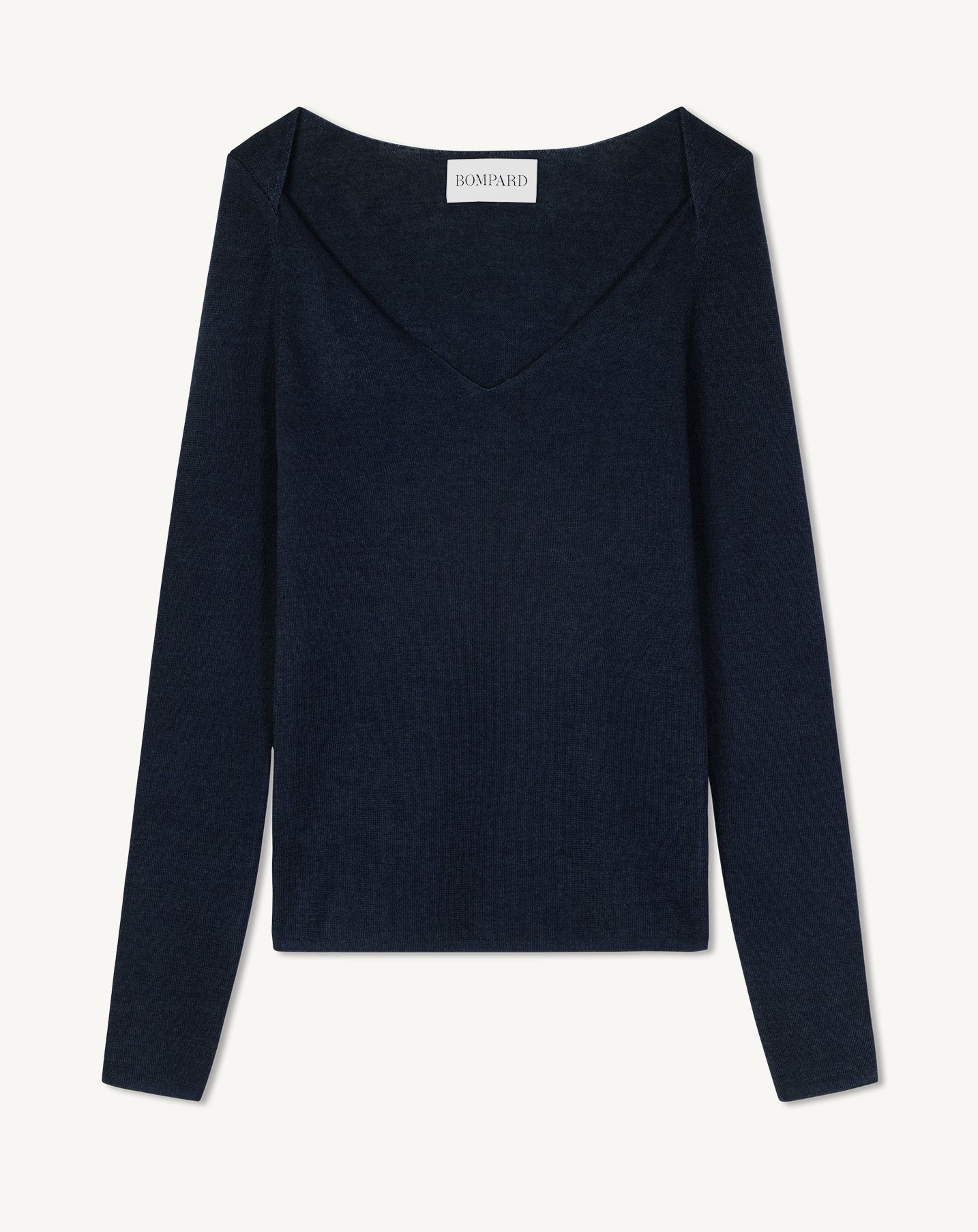 Pull V maille unie-MARINE-70% CACHEMIRE 30% SOIE