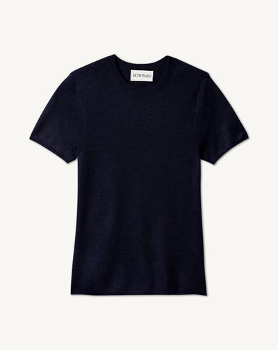 Col rond maille unie-MARINE-70% CACHEMIRE 30% SOIE