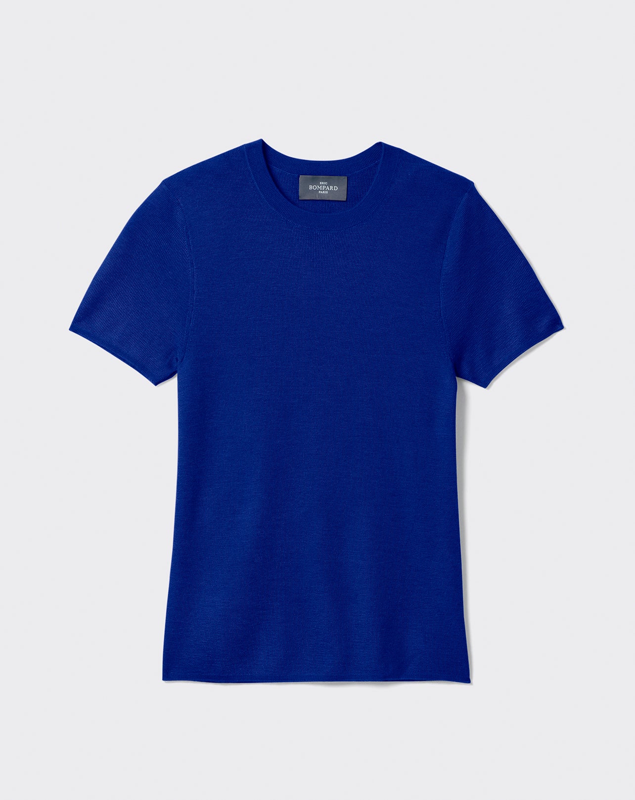 Col rond maille unie-BLEU ATLANTIDE-70% CACHEMIRE 30% SOIE