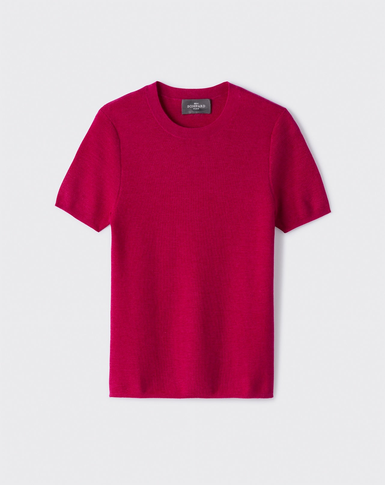Col rond uni-FUCHSIA-70% CACHEMIRE 30% SOIE