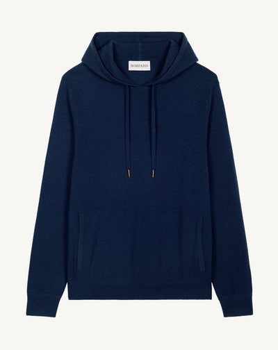 Pull à capuche-BLEU NOCTURNE-100% cachemire