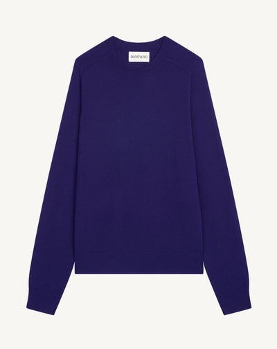 Pull col rond manches marteau-ULTRAVIOLET FONCE-100% cachemire