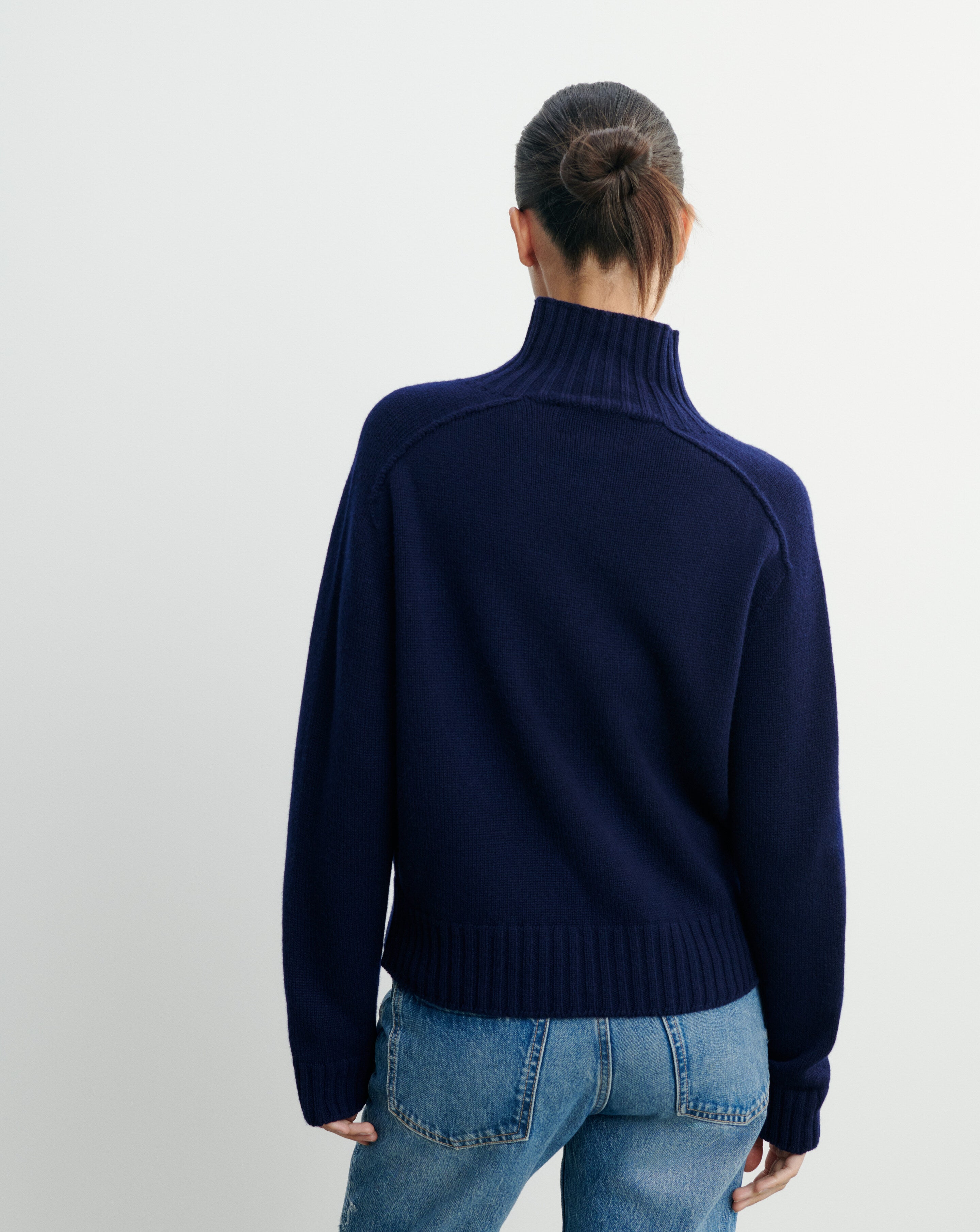 Col montant manches marteau-MARINE-100% cachemire