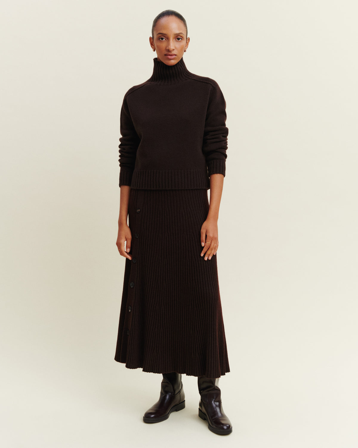Pull col montant Alix-CHOCOLAT-100% cachemire