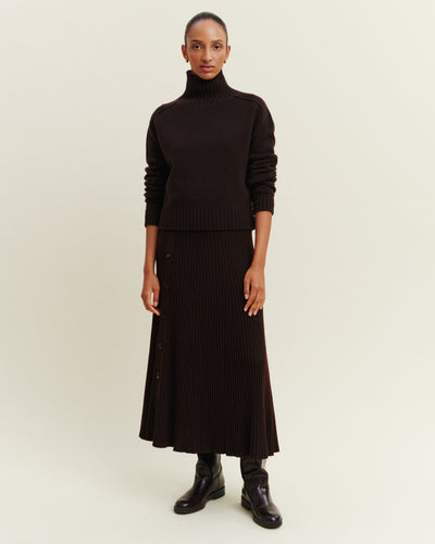 Pull col montant Alix-CHOCOLAT-100% cachemire