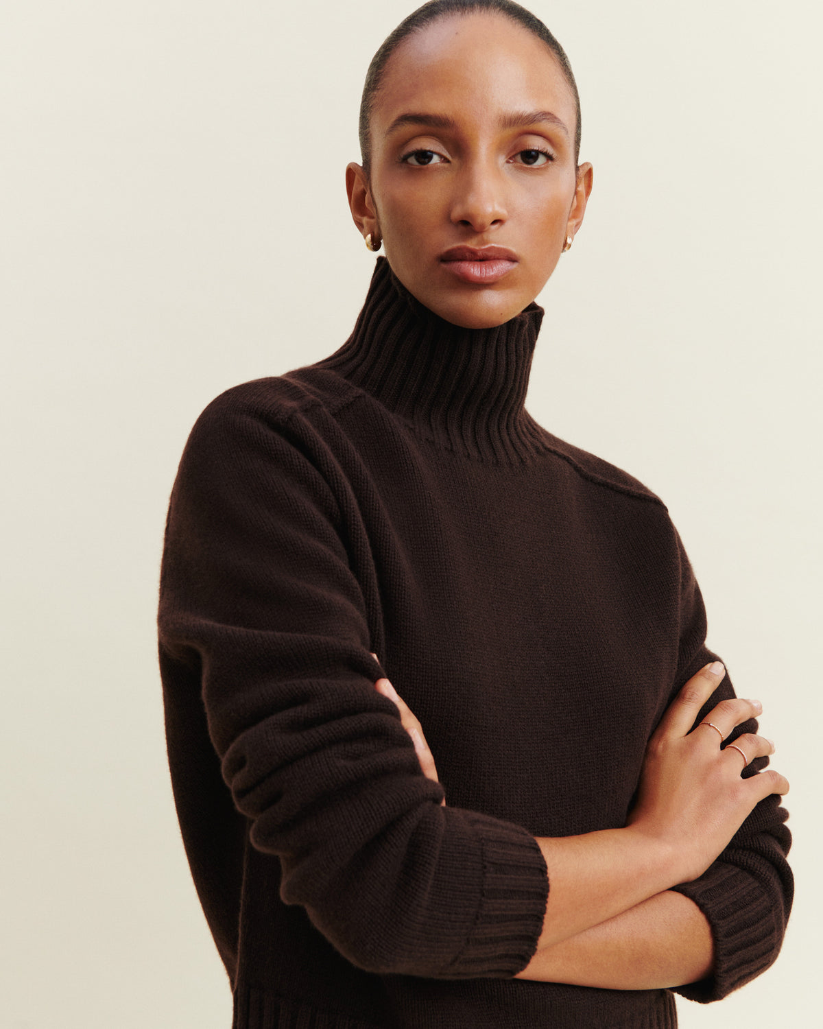 Pull col montant Alix-CHOCOLAT-100% cachemire