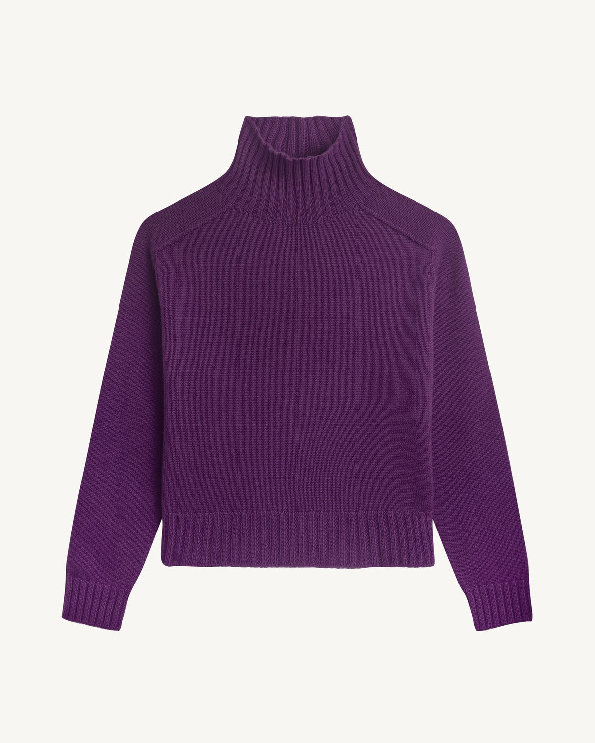 Col montant manches marteau-CYCLAMEN-100% cachemire