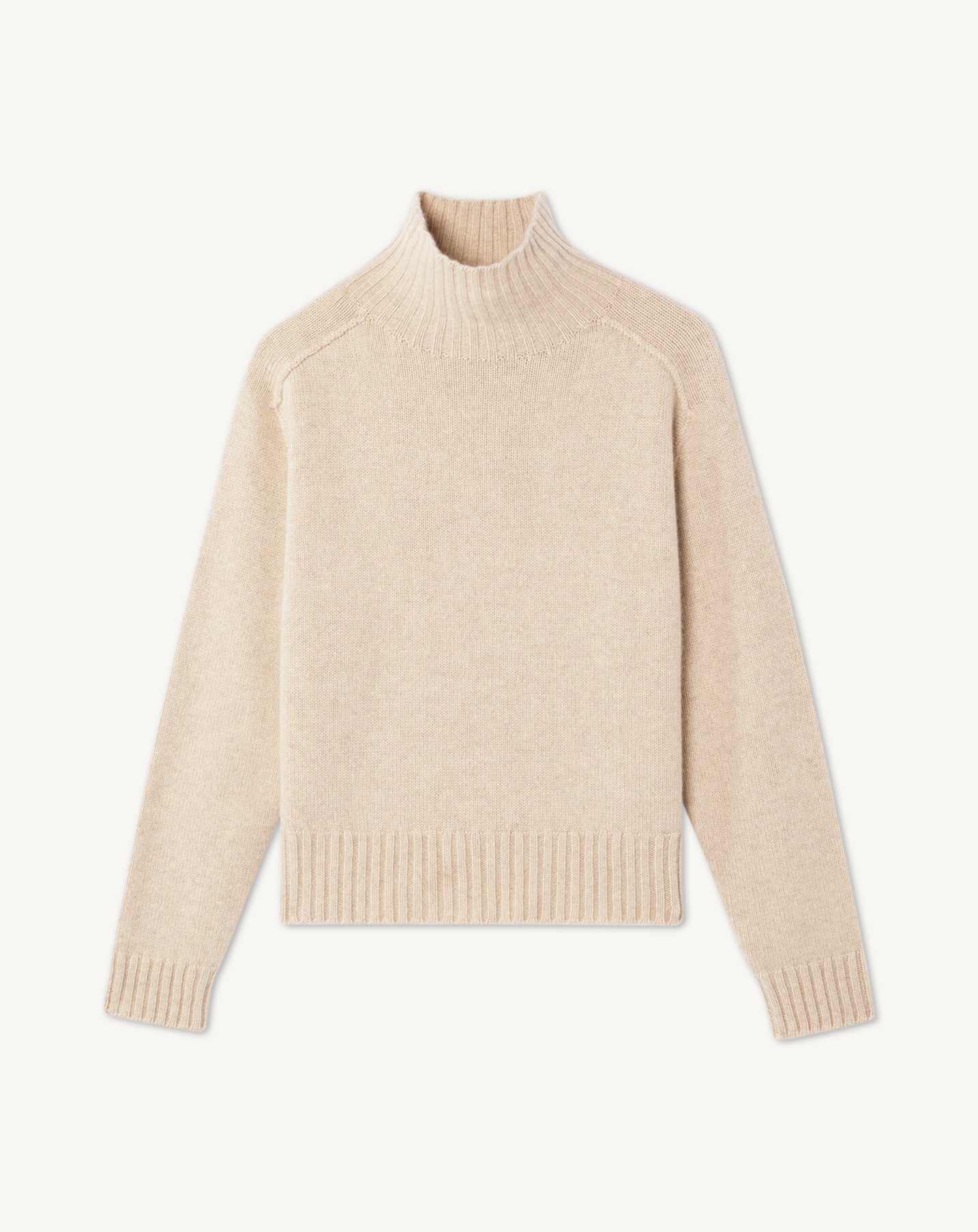 Col montant manches marteau-AVOINE-100% cachemire