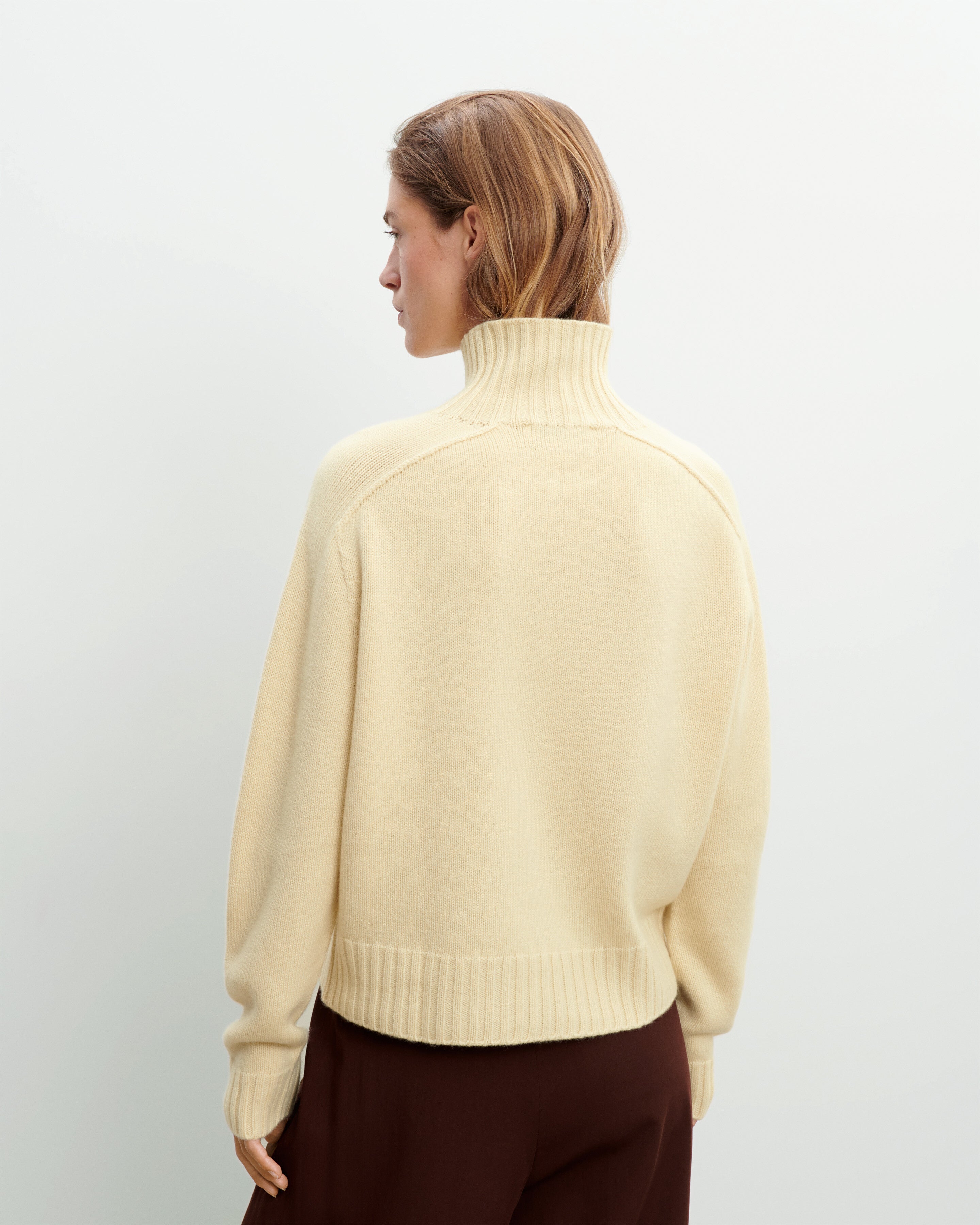 Col montant manches marteau-JAUNE PRIMEVERE-100% cachemire