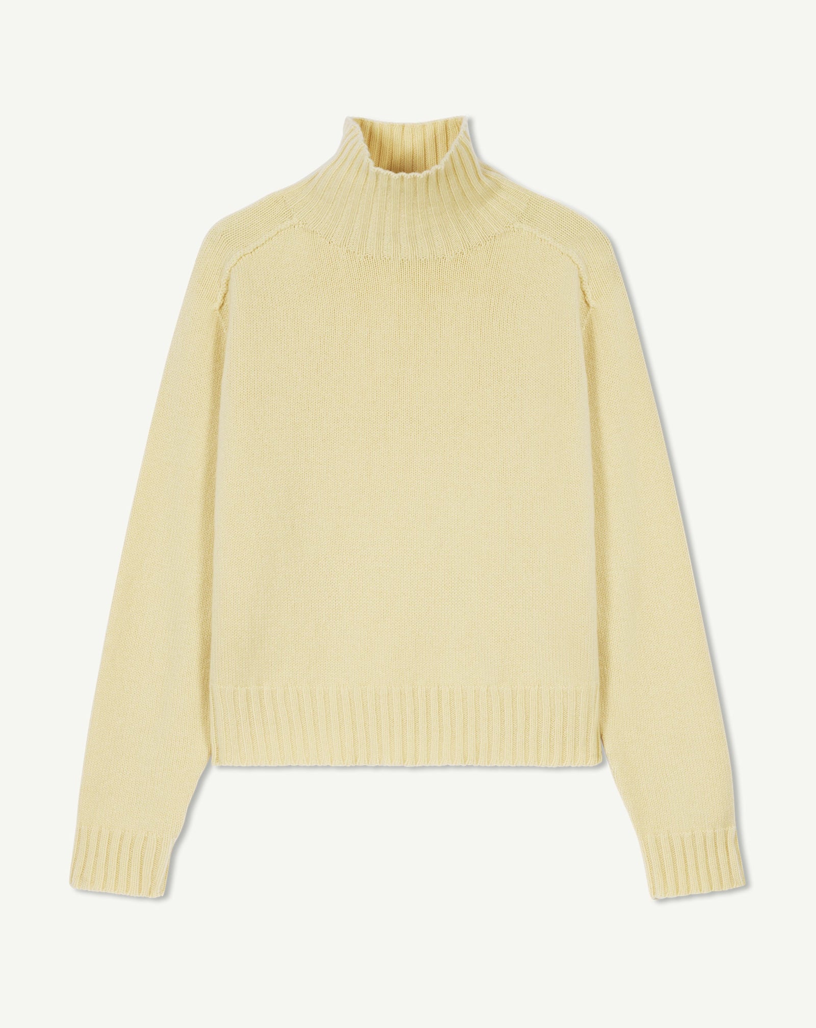 Col montant manches marteau-JAUNE PRIMEVERE-100% cachemire