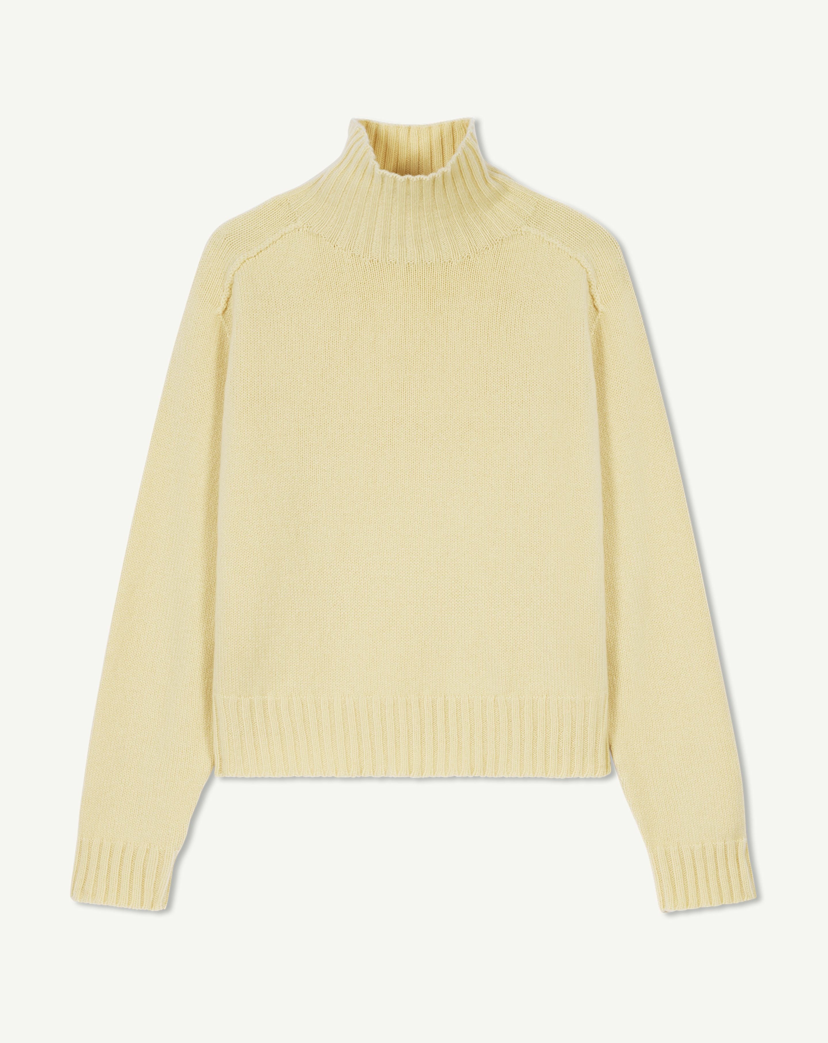 Col montant manches marteau-JAUNE PRIMEVERE-100% cachemire