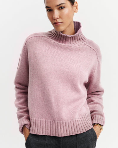 Pull col montant Alix-ROSE QUARTZ-100% cachemire