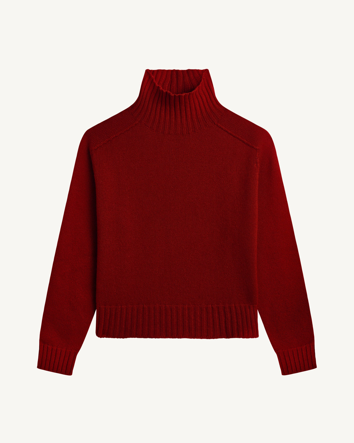 Col montant manches marteau-ROUGE D'ORIENT-100% cachemire