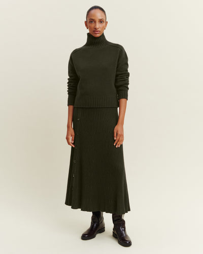 Pull col montant Alix-KAKI KOMBU-100% cachemire