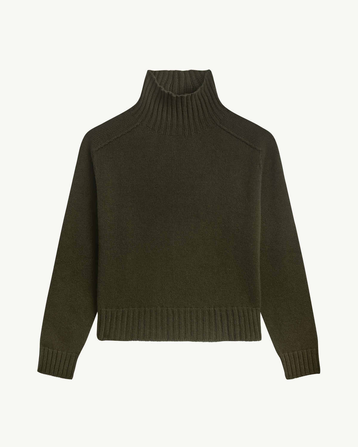 Col montant manches marteau-KAKI KOMBU-100% cachemire