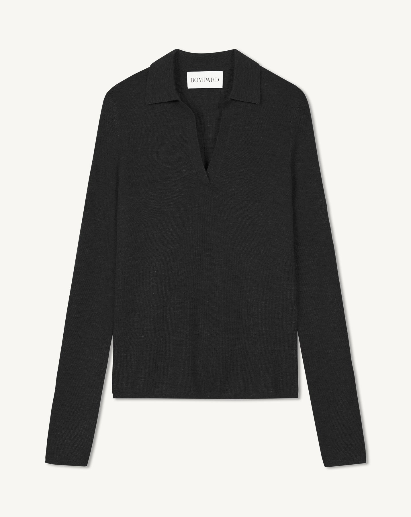 Polo maille unie-NOIR-70% CACHEMIRE 30% SOIE