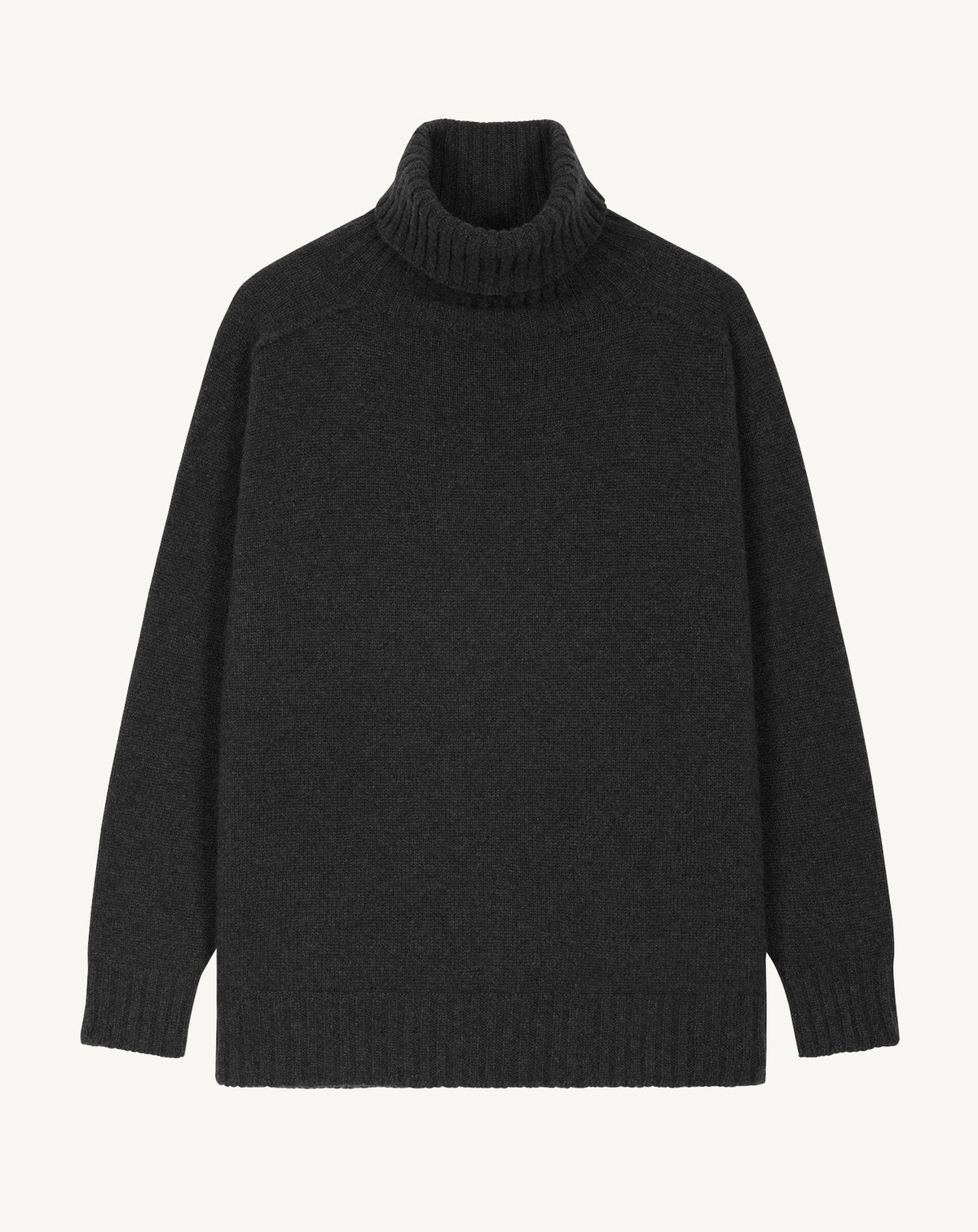 Col roulé manches marteau-NOIR-100% cachemire