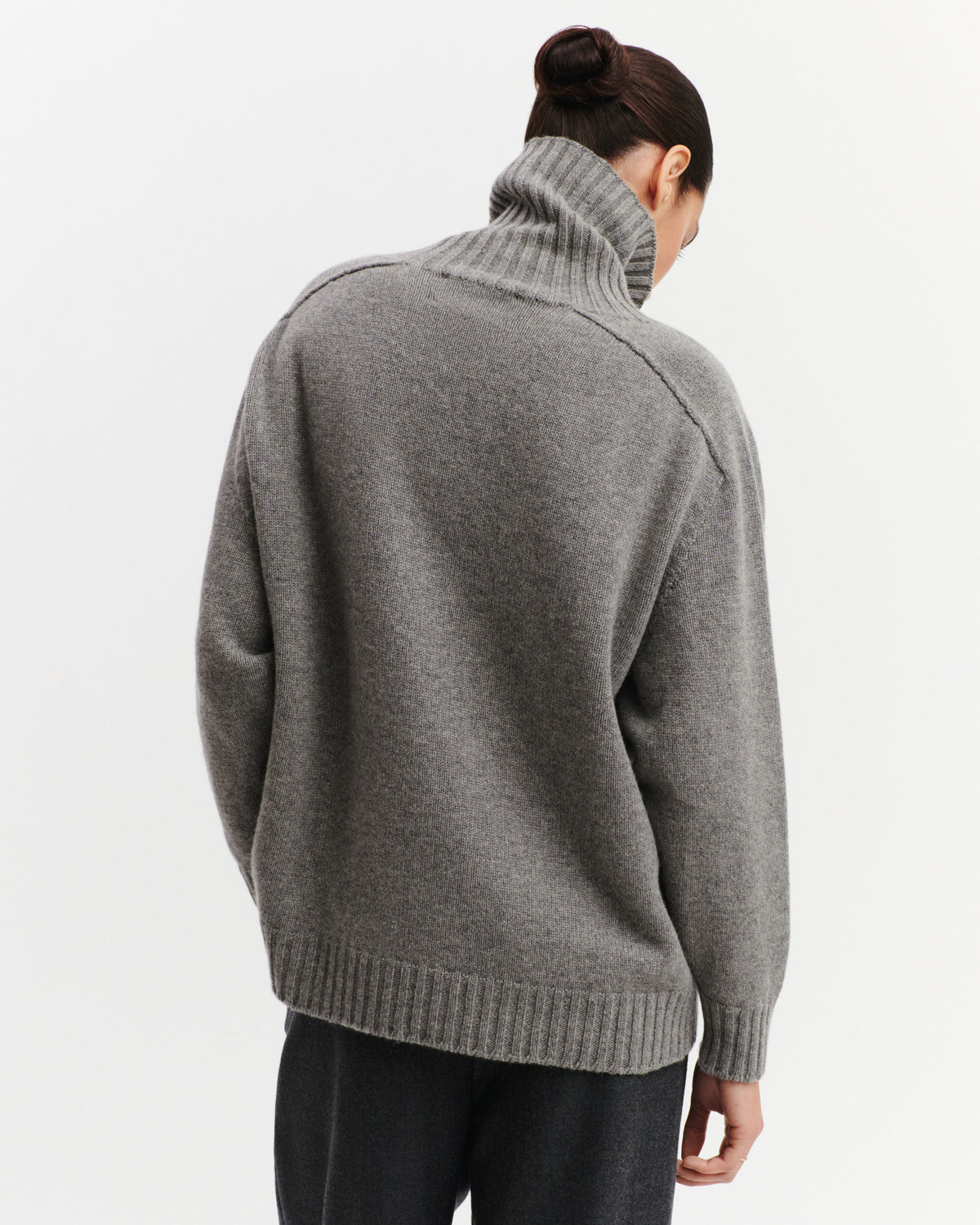 Pull col roulé Angèle-GRIS METEORITE-100% cachemire