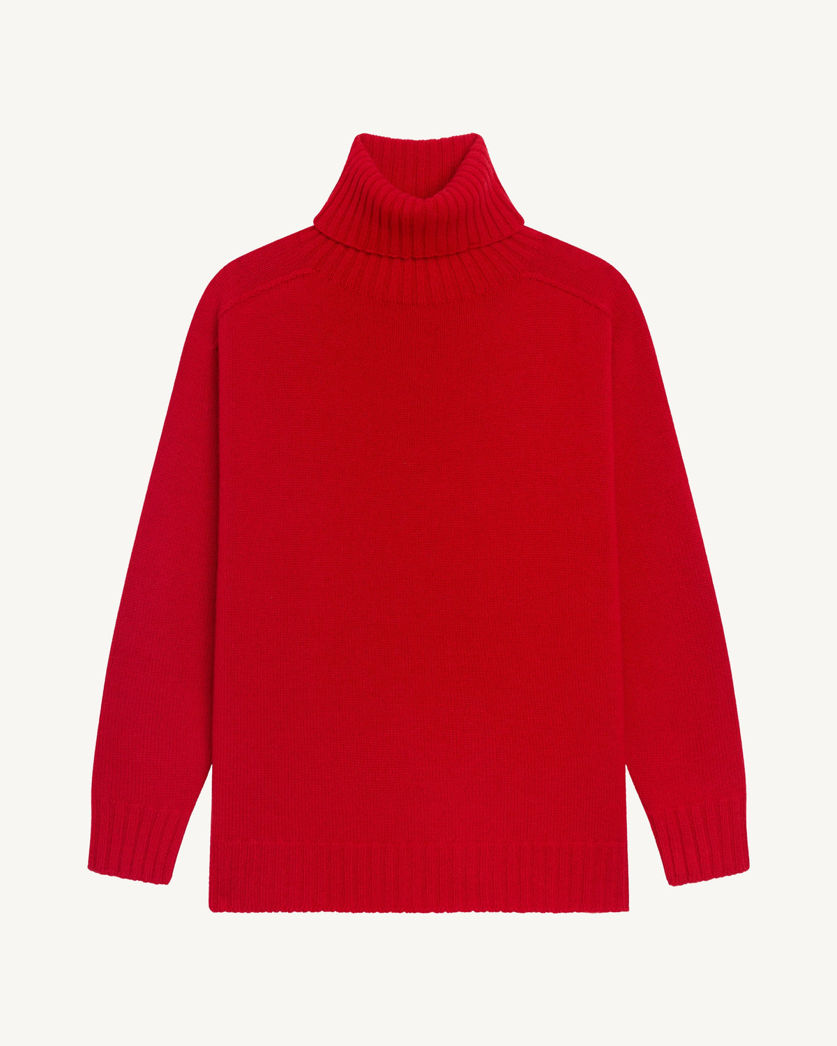 Col roulé manches marteau-ROUGE QUARANTE-100% cachemire