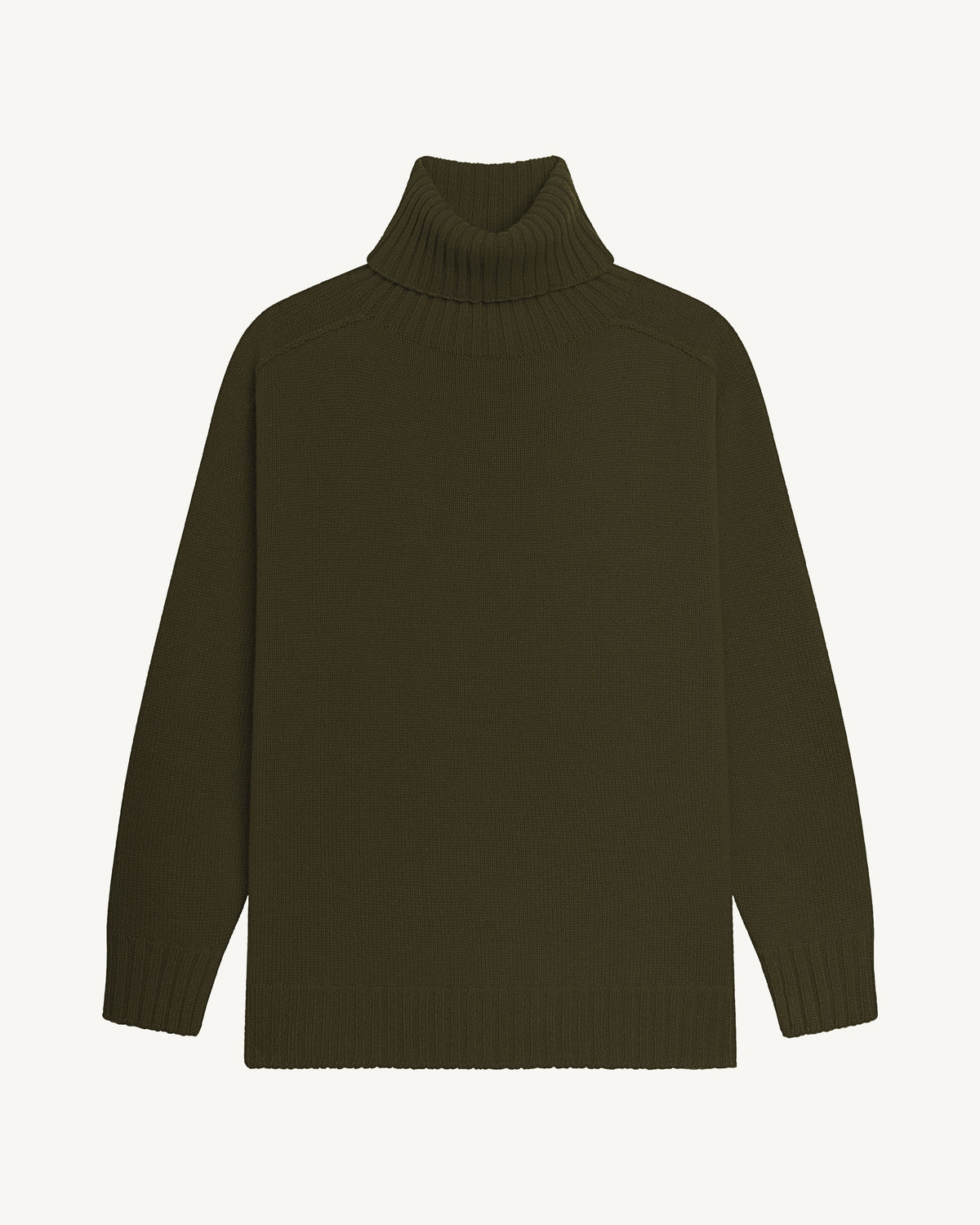 Col roulé manches marteau-KAKI KOMBU-100% cachemire