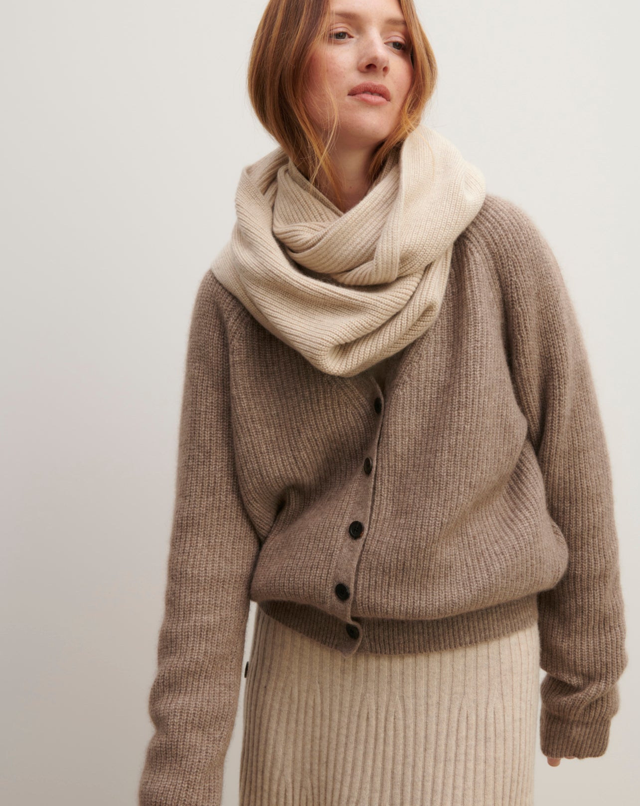 Cardigan à côtes Taupe