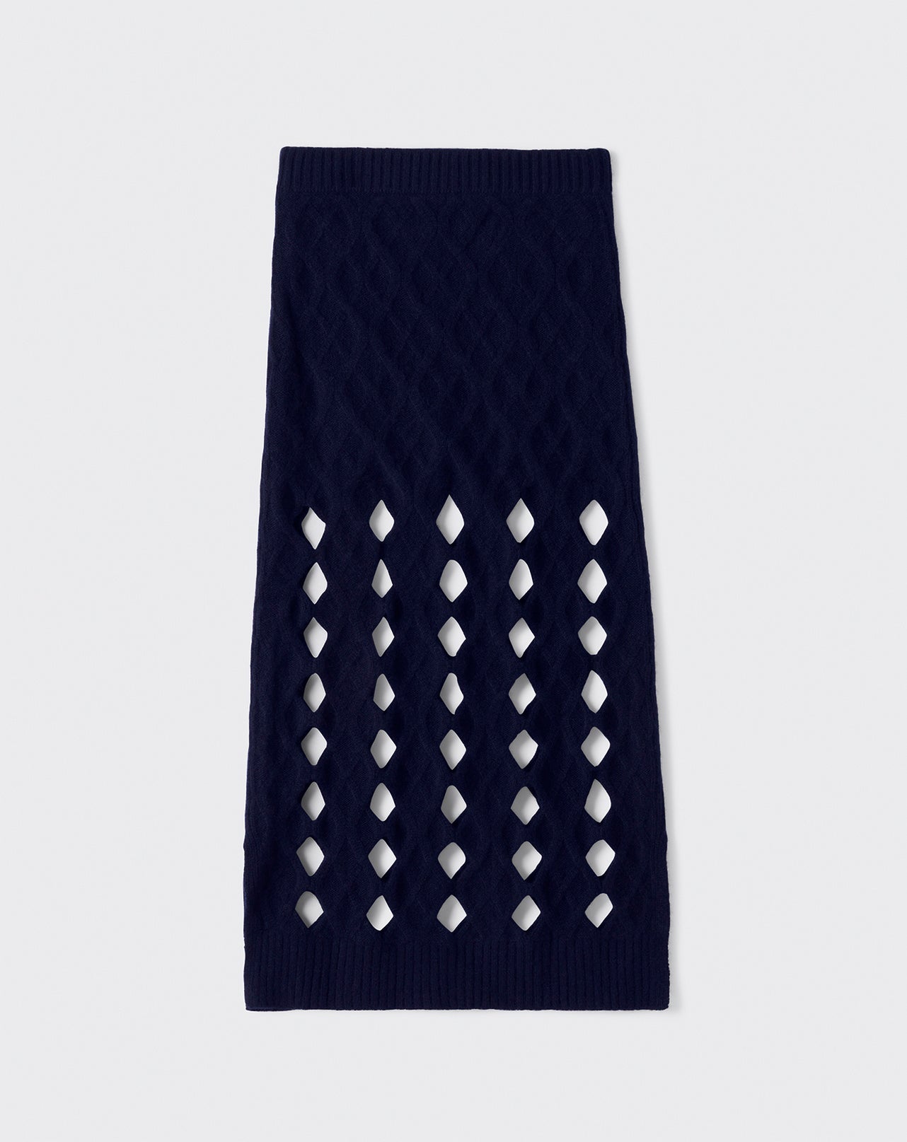 Jupe midi losanges ajourés-MARINE-70% LAINE 30% CACHEMIRE
