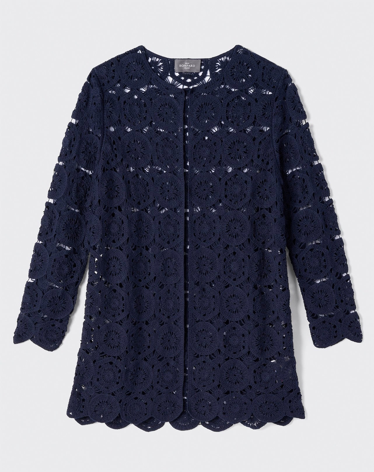 Veste guipure fleurie-MARINE-100% COTON