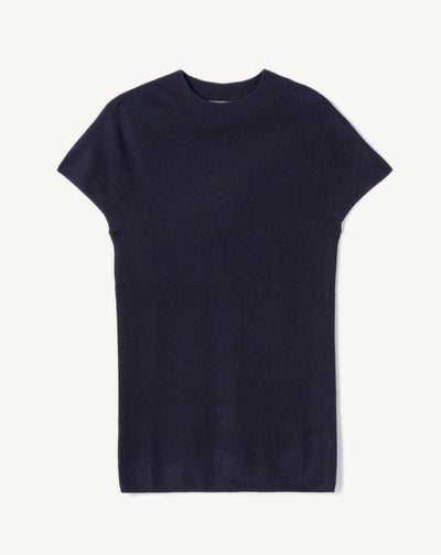 Col rond maille unie-MARINE-70% CACHEMIRE 30% SOIE