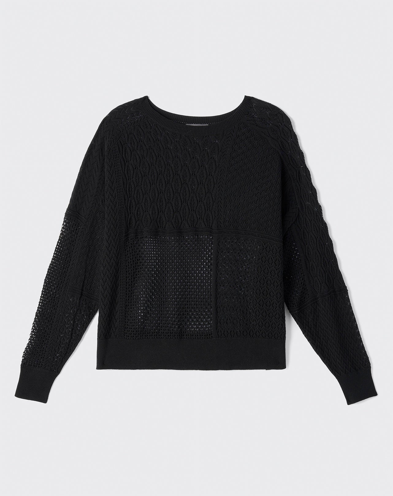Pull oversize pointelle-NOIR-85% SOIE 15% CACHEMIRE