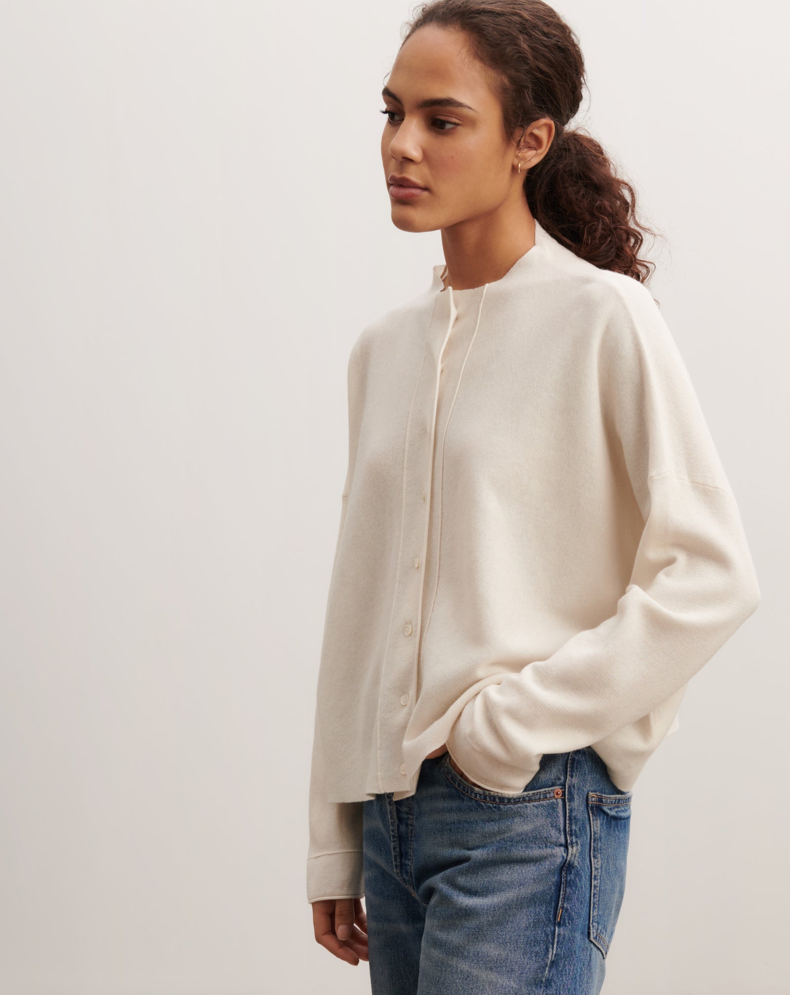 Cardigan oversize-NATUREL-70% coton 30% cachemire