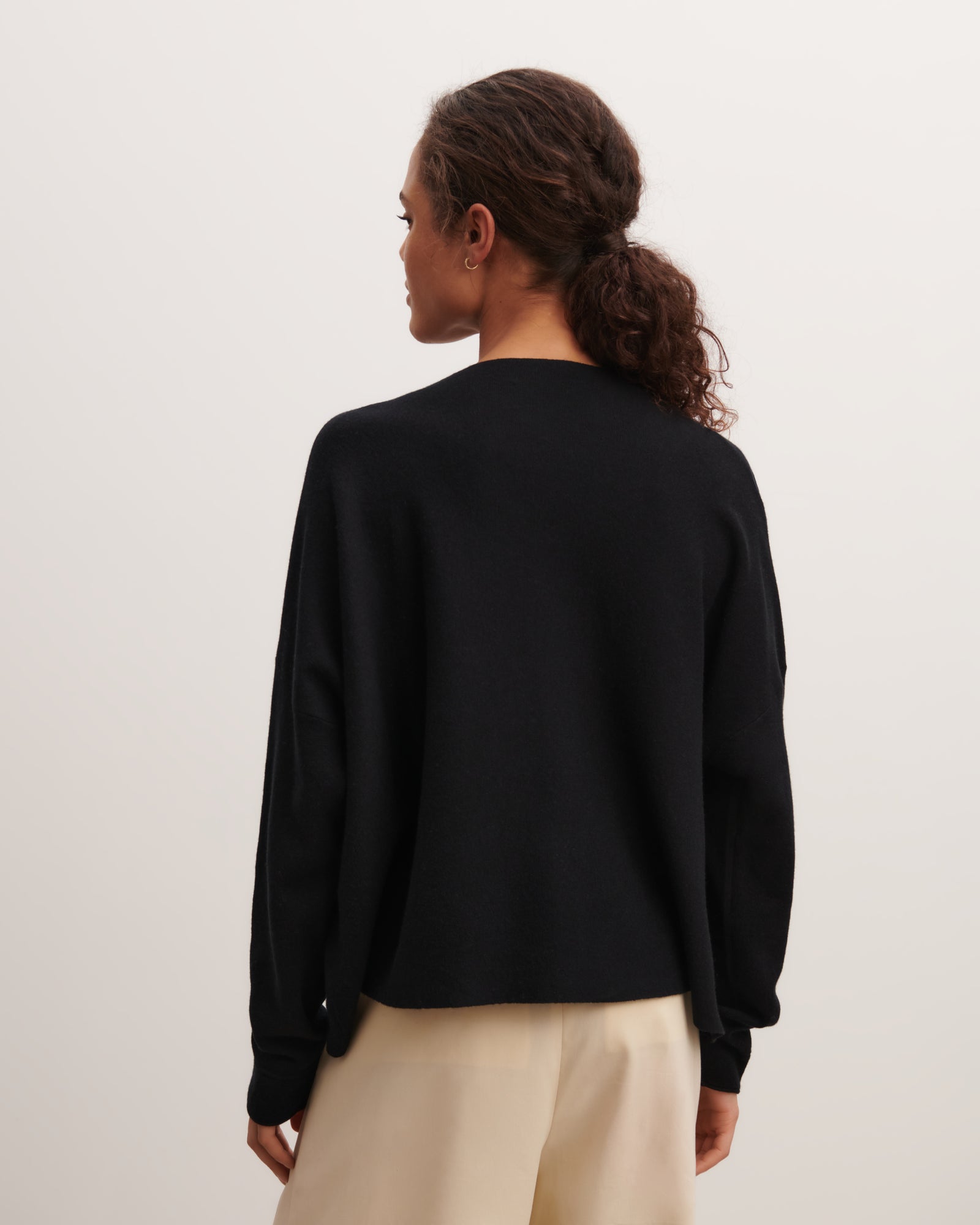 Cardigan oversize-NOIR-70% coton 30% cachemire