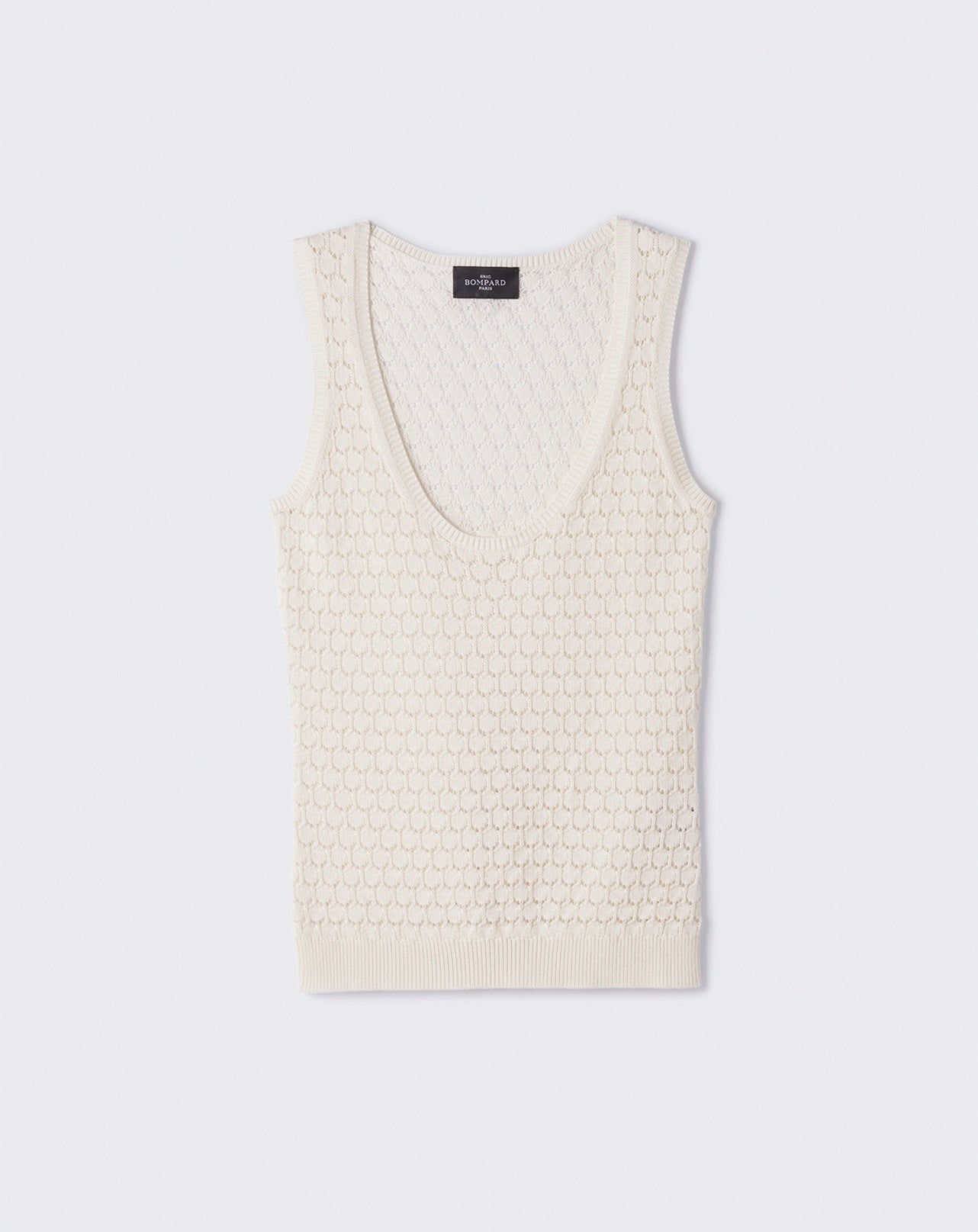 Débardeur pointelle-NATUREL-55% SOIE 45% COTON