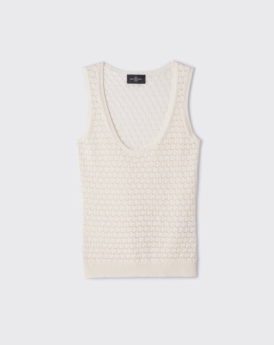 Débardeur pointelle-NATUREL-55% SOIE 45% COTON
