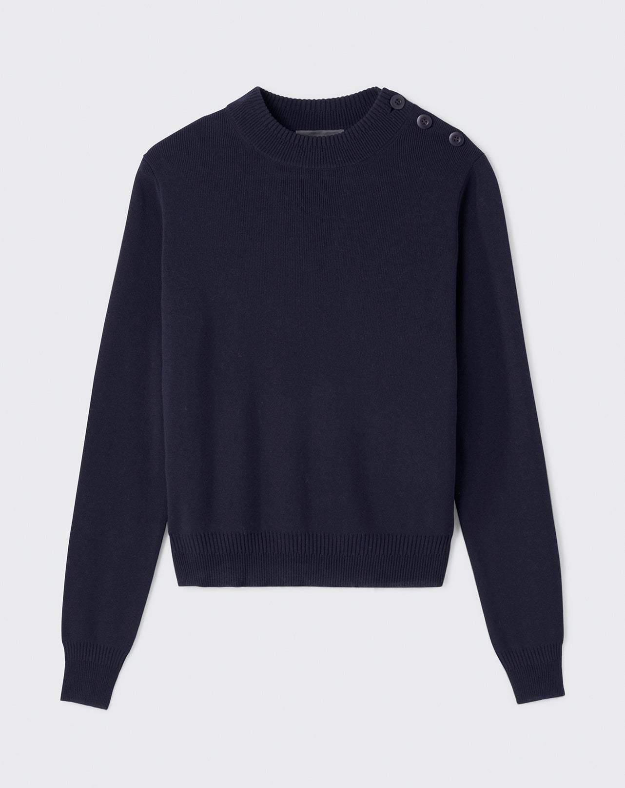 Pull col rond boutonnière-MARINE-85% SOIE 15% CACHEMIRE