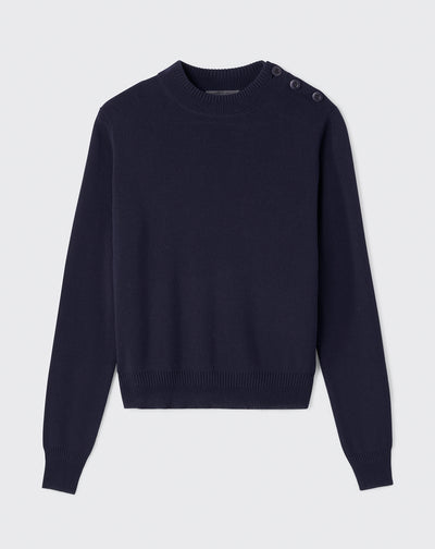 Pull col rond boutonnière-MARINE-85% SOIE 15% CACHEMIRE