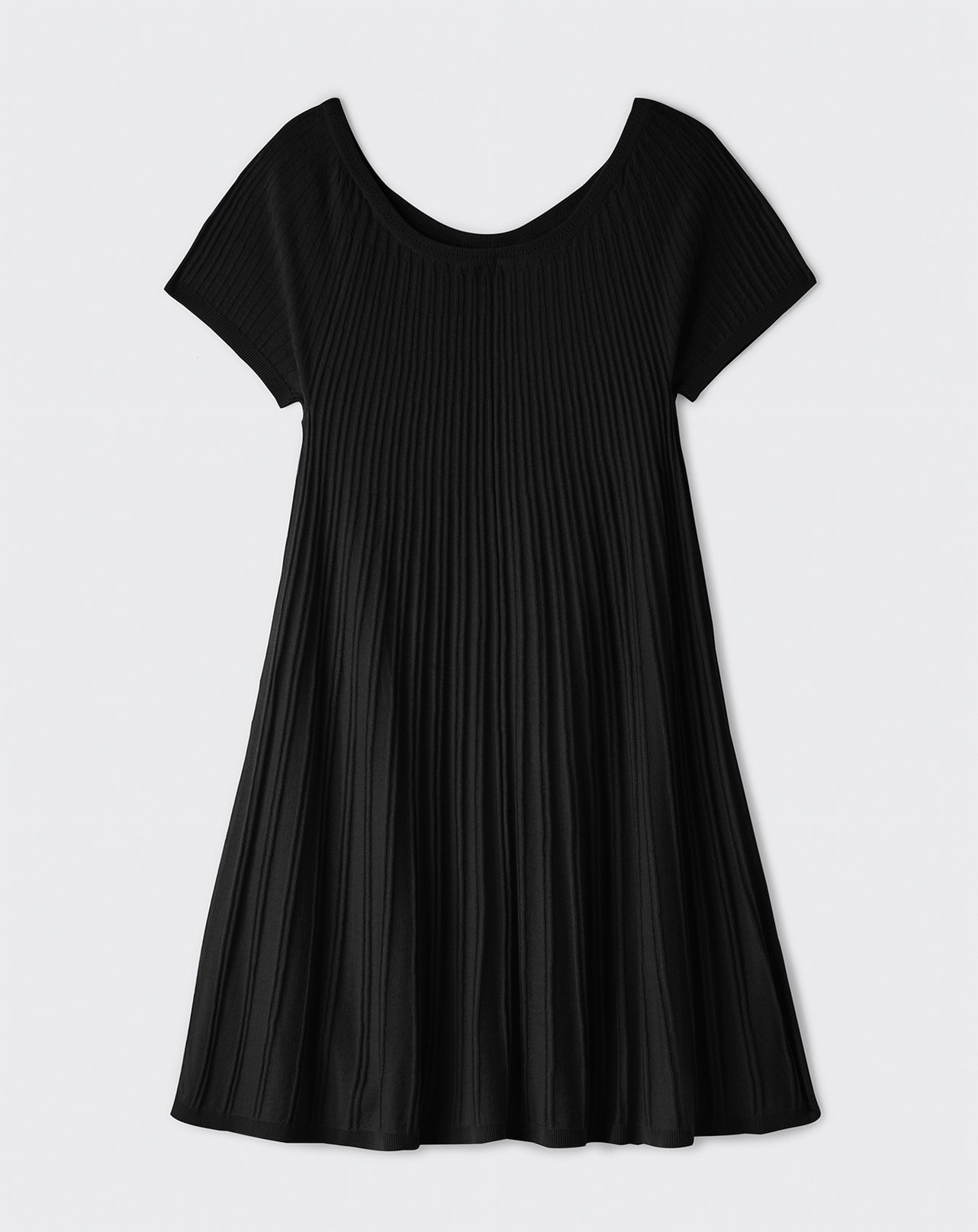 Robe col bateau plissée-NOIR-85% PIMA COTON 15% CACHEMIRE