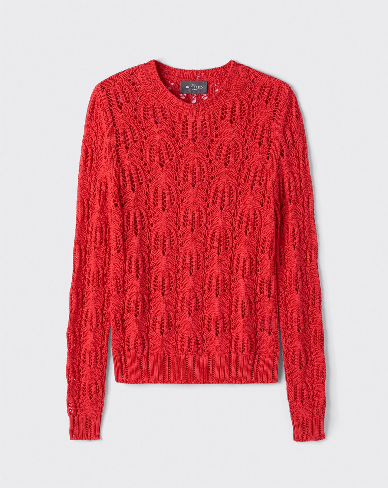 Pull col rond pointelle florale-FETE FORAINE-85% PIMA COTON 15% CACHEMIRE