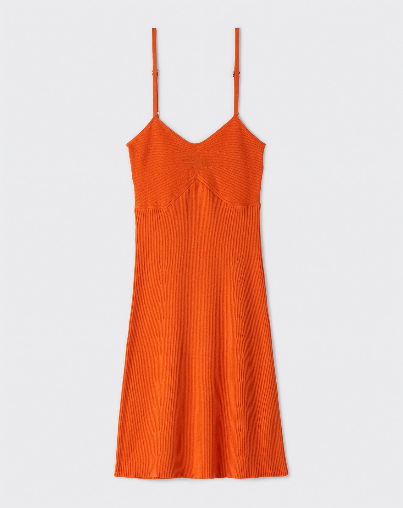 Robe à côtes à bretelles-SOLARO-85% PIMA COTON 15% CACHEMIRE