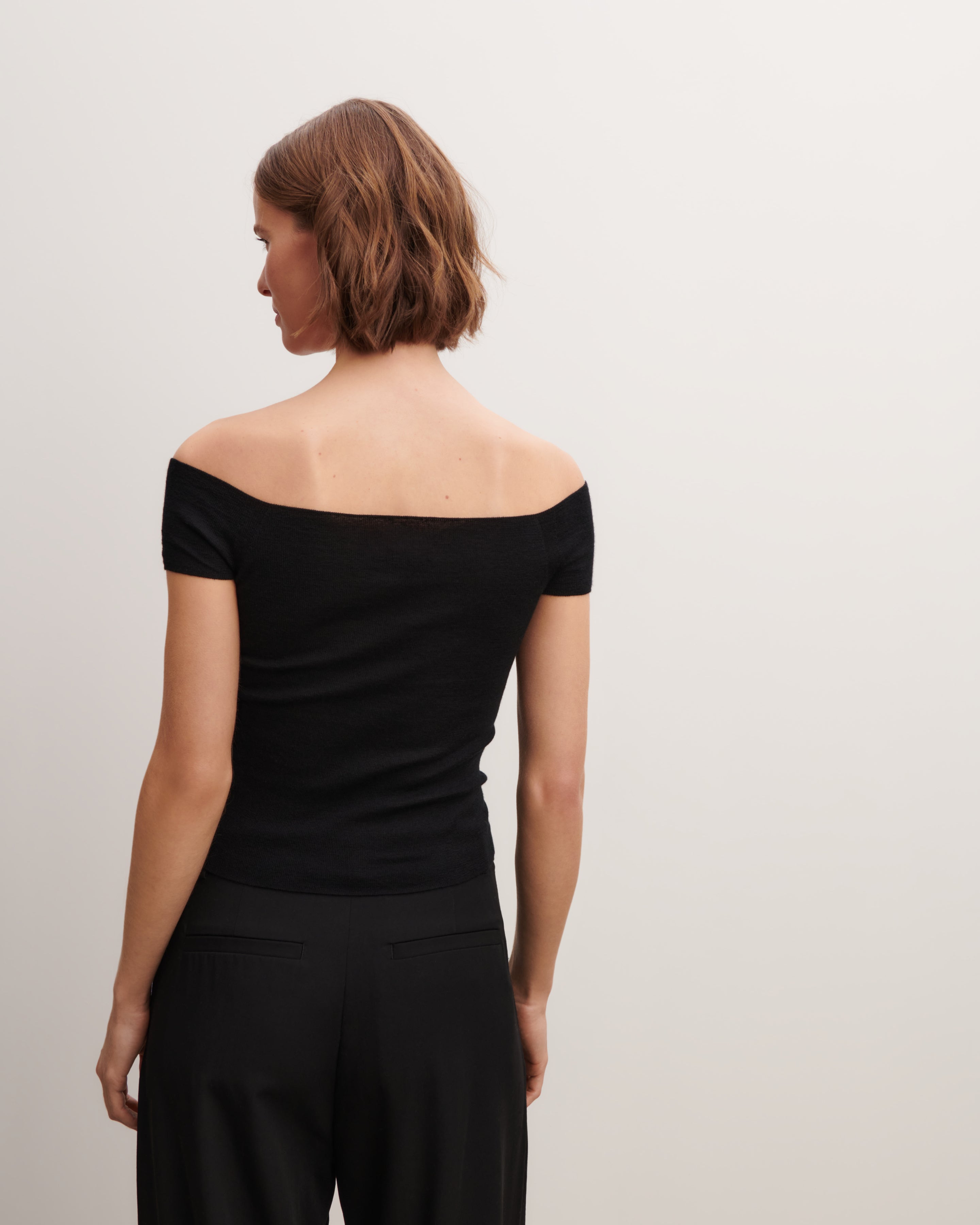 Top encolure Bardot-NOIR-70% cachemire 30% soie