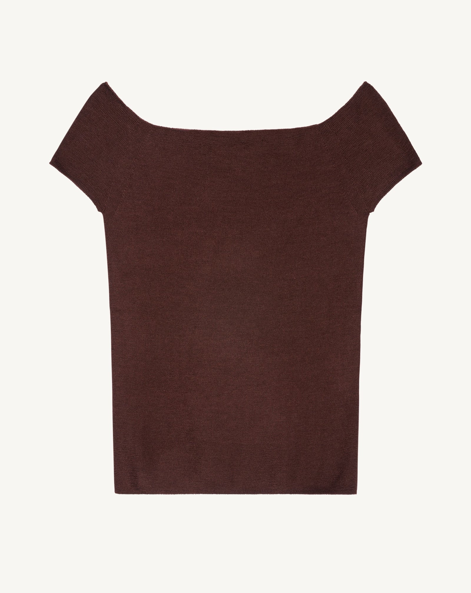 Top ajusté en maille unie-CAFE-70% cachemire 30% soie