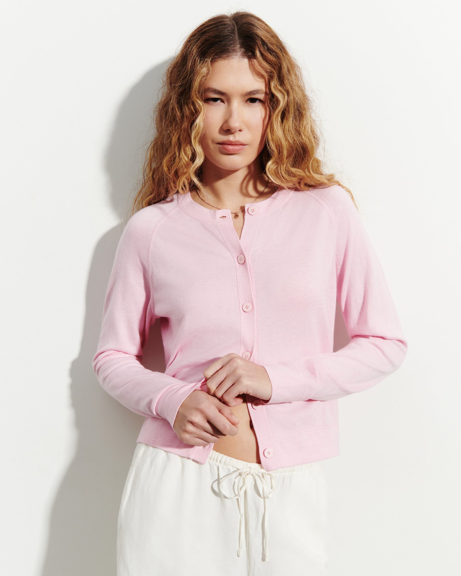Cardigan court-SAKURA-85% pima coton 15% cachemire