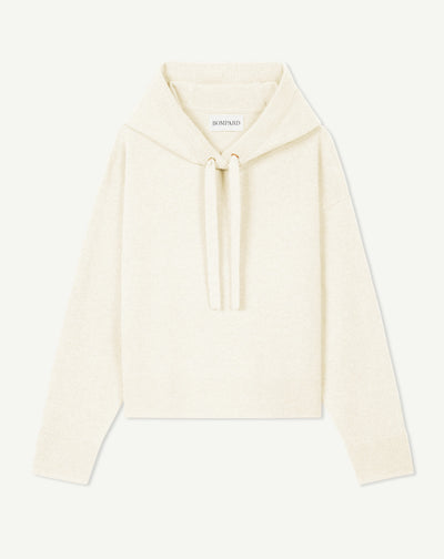 Pull à capuche ample-NATUREL-100% cachemire