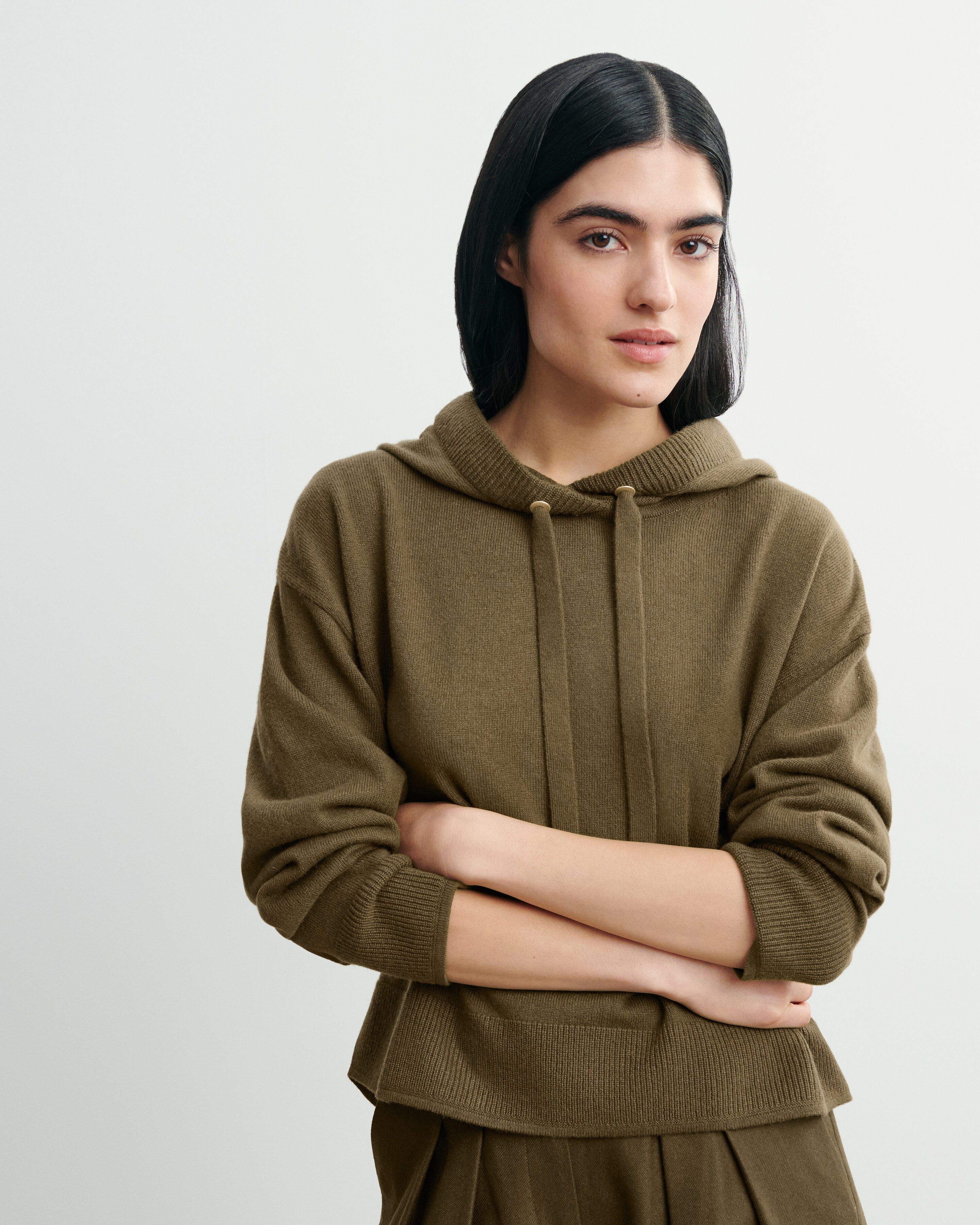 Pull à capuche ample Bronze