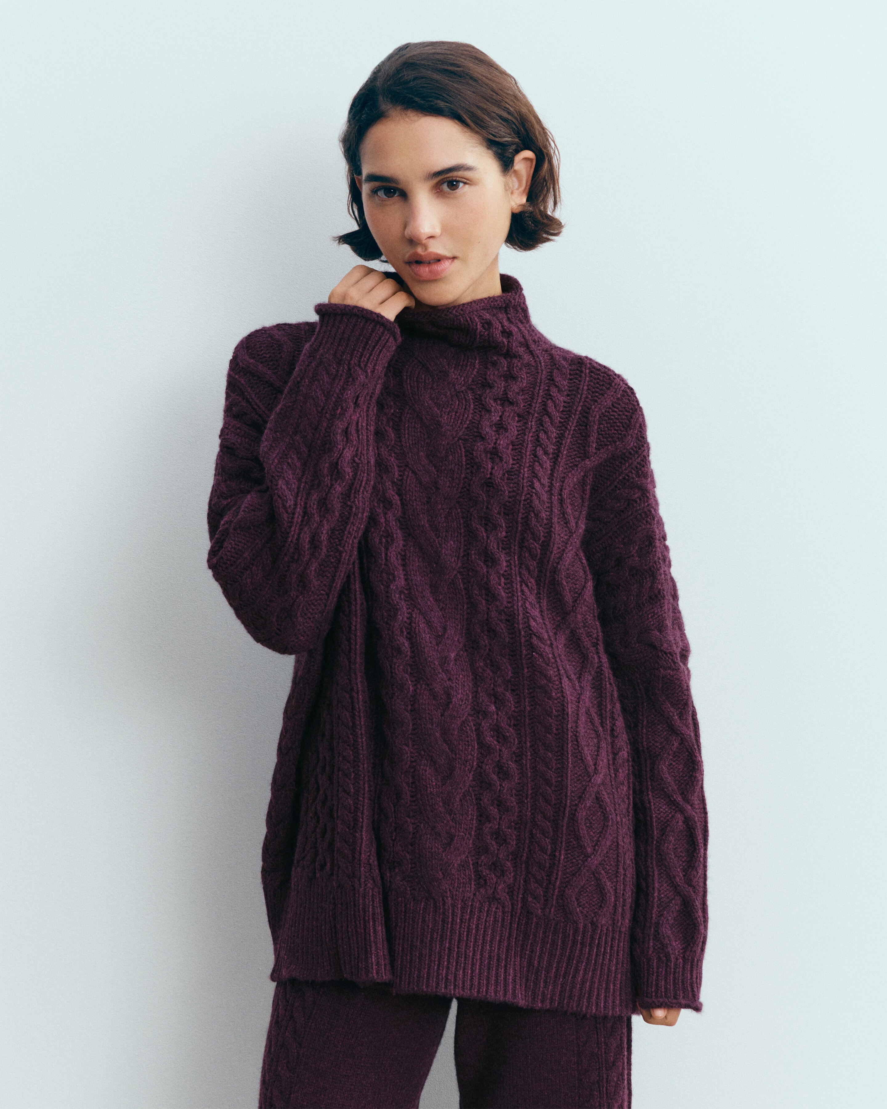 Col montant à torsades les 40 ans-MURE-100% cachemire